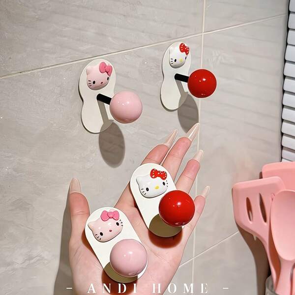 Sanrio Sanrio Hello Kitty Punch-Free Dopamine Adhesive Hooks Heavy Duty Home Storage Accessories Bathroom Adhesive Wall Hook Wall Mount For Gift