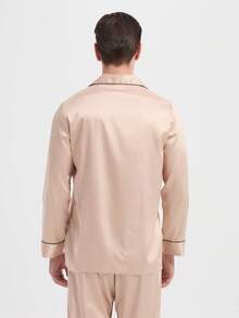 新款男士时尚休闲睡衣套装，秋冬服装 - 香檳色 - 查看 8