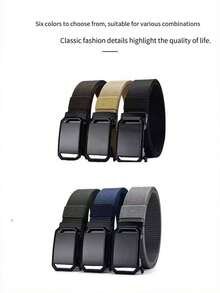 Cinto Automático de Náilon Masculino com Fivela de Liga de Ferro Quadrada, Cinto de Náilon Versátil com Fivela Automática para Estudantes Masculinos, Cinto de Vela de Náilon Respirável, Cinto de Náilon para Atividades ao Ar Livre para Jovens, Cinto de Fivela Trançada Respirável e da Moda para Esportes, Estilo Esportivo, Casual Outdoor, Treinamento Militar Estudantil, Cinto Trançado Durável, Adequado para Lazer de Verão para Jovens