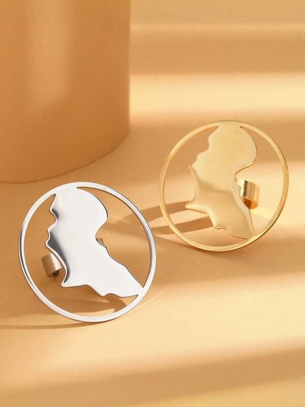 1pc Fashionable Hollow Stainless Steel African Style Ring, Suitable For Women's Daily, Party And Holiday Gifts