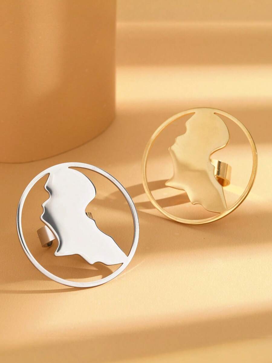 1pc Fashionable Hollow Stainless Steel African Style Ring, Suitable For Women's Daily, Party And Holiday Gifts