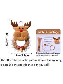 1 Set Christmas Hanging Ornament Craft Kit With Twist Ties & Beaded Chains, Felt Ornament Decorations Of Santa Claus, Christmas Tree, Reindeer, Snowman, Creative DIY Craft For Kids, Children's Gift, Handmade DIY Material Pack, Christmas Decoration Keychain Craft For Kindergarten