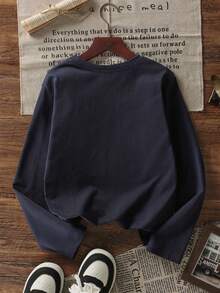 3件装青少年男童印花长袖T恤，适合青少年男童秋冬季上衣、学生服装，可作外套和内搭穿着。