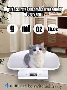 [Bestseller]1PC 10kg Easy-To-Clean ABS Material Small Pet Scale, Precise To 1g, LED Screen Digital Display Electronic Scale, Separate Design, Small In Size, Convenient For Storage, Supports Multiple Units Of G, Ml, Oz, Lb:Oz For Quick Switching, One-Click Weight Removal, Suitable For Weighing Various Items And Small Animals (Battery Not Included) - White - View 4