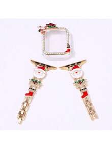 1pc Christmas Watch Band/Case Suitable For Apple Watch SE/8/7/6/5/4 Series 40/41mm And 44/45mm, Unique Hollow-Out Design With PC Hard Shell Material + Colorful Rhinestone Metal Frame - Direct Touch Screen With No Delay, Lightweight And Durable, Metal Band With Adjustable Folding Clasp, Great Gift - Watch Accessories (Not A Set, Watch Case And Band Sold Separately)