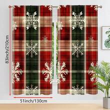 ستارتان بنمط المربعات والثلوج الخاصة بالكريسماس، قماش مرشح للضوء، ديكور نافذة شتوي ريفي للأعياد، جيب للعصا