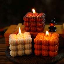 Bougie d'aromathérapie en forme de cube de citrouille crâne d'Halloween, bougie crâne faite à la main, décoration d'Halloween