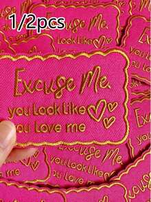 1/2pcs "Excuse Me You Look Like You Love Me" Iron-On Embroidered Patches - Humorous Quote With Heart Design, Durable Fabric For Clothes, Jackets, Hats, Backpacks, Hat Embellishment, Contrasting Colors, Versatile Fabric Patch,Iron-On/Sew-On Applique Patch For Trucker And Clothing Diy Decoration - Multicolor - View 11