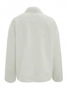 Women's Loose Elegant Casual Slouchy Stand Collar Sweatshirt Top, Autumn/Winter - Beige - View 5