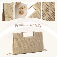 Straw Clutch Top Handbags Raffia Bag Purse Woven Tote CrossBag Women Beach Summer Travel 2025 - 白色 - 查看 9