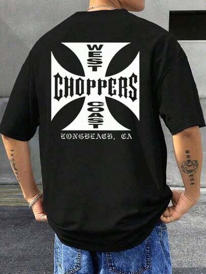 Camiseta West Coast Choppers, Camiseta de Hombre de Doble Cara Impresa, Moda Casual, Cuello Redondo, 220gsm, Algodón Puro (1 PC)