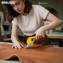 مقص كهربائي SNUOK سعة 2000 مللي أمبير، شفرات من الفولاذ المقاوم للصدأ للأقمشة والورق والجلد، أداة DIY لاسلكية، بطارية ليثيوم أيون 3.7 فولت، شحن عبر USB (لا يشمل محول)، يمكن الاستخدام أثناء الشحن - أصفر - مشاهدة 5