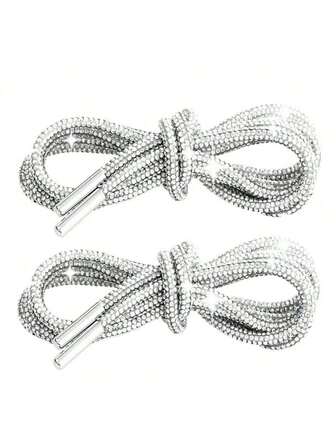 2개 120cm 럭셔리 라인스톤 신발끈, 라운드 라인스톤 신발/모자 스트랩, 패셔너블하고 반짝이는 크리스탈 드로스트링 스포츠 신발, 스포츠 신발