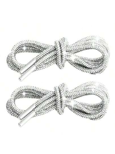 2 pièces de 120 cm de lacets de chaussures de luxe avec strass, sangles de chaussures/chapeaux rondes avec strass, et brillantes, cordons de sport en cristal, chaussures de sport