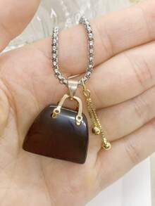 Tiger Auge & Schwarzer Obsidian Perlen Lange Halskette, modisches Pullover Ketten Design für Frauen