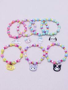 SANRIO 7 件  可爱女孩串饰手链套装，包括 、、、、 吊坠、彩色珠子，适合送给最好的朋友和姐妹 - 彩色 - 查看 2
