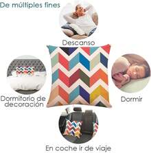 HomeChi Fundas de Almohada, Juego de 4 Fundas de Almohada con Patrón Decorativo Geométrico, Funda de Cojín Funda de Almohada de Lino de Algodón Suave para Sofá Sala de Estar Decoración del Hogar - C - Ver 6