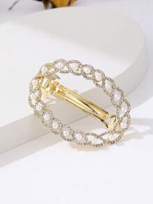 1 pieza Elegante Clip para el cabello de aleación de zinc con perla falsa en forma oval, Pinzas para el cabello, Pasador para el cabello, Barretas para el cabello