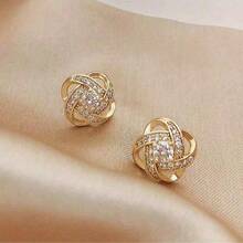 1 Pair (2pcs) Fashionable, Minimalist Cubic Zirconia Stud Earrings, Versatile Gift For Women On Valentine's Day Or Mother's Day