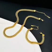 18K Gold Plated 1pc High Quality Charming Fashion Versatile Simple Personalized Plaid Stainless Steel Gold Necklace, Suitable For Daily Wear And Holiday Gifts, Best Friend Gifts