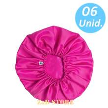 Touca de Cetim  Antifrizz Cor Pink – Kit com 06 Unidades Para Cabelos Cacheados, Crespos ou Alisados – REVENDA - ATACADO - Pink - Visão 2