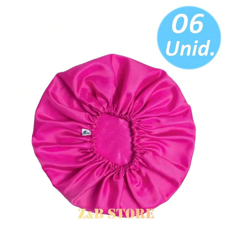 Touca de Cetim  Antifrizz Cor Pink – Kit com 06 Unidades Para Cabelos Cacheados, Crespos ou Alisados – REVENDA - ATACADO