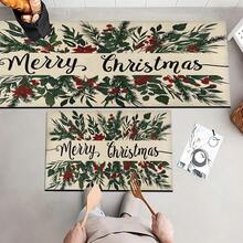 Felpudo con tema navideño, de poliéster, alfombra decorativa para el piso adecuada para la entrada del hogar, sala de estar, dormitorio y cocina