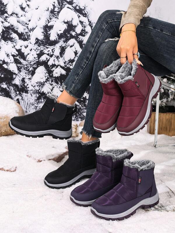 ZOSIVC ZOSIVC Damen Schlüpf-Schnee-Stiefel mit warmem Thermofutter, lässige vielseitige bequeme Winter-Stiefel, Outdoor-Sport rutschfeste Wanderstiefel