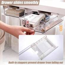 2 Paquetes Deslice El cajn debajo del escritorio 21cmx24cm, Organizador de Cajones Autoadhesivo para Debajo del Escritorio, Cajn Debajo del Escritorio, Cajn Debajo de la Mesa para transparente - Adhesivo or tornillos - Ver 6