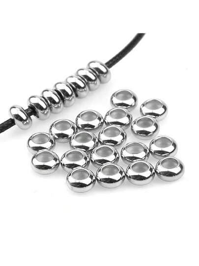 10 stuks 6/8/10 mm roestvrijstalen en siliconen spacerkralen, geschikt voor armbanden, kettingen en doe-het-zelf sieraden.