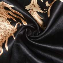 DandyChic Women's Long Floral Satin Robes Imitation Silk Sleepwear Bridal Dressing Gown For Bridesmaid Nightgownhalloween - Blue Red Floral - 查看 7