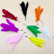 1pc/2pcs/5pcs Artificial Cat Feather Toys, Cute Cat Teaser Toys, Random Colors, With Bells, Feather Replacement Heads, Suitable For All Cats - Multicolor - View 2