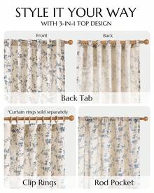 2 Pcs Beautiful Floral Design Sheer Curtains, Softness Cozy Privacy Curtains, Great Quality Elegant Vintage Gorgeous Curtains, Pretty Colors And Well Made Lightweight Curtains - 藍色 - 查看 8