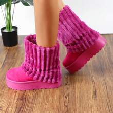 lunryet Women's Platform Fur Boots, Fuzzy Fleece Lined Ankle Booties, Anti-Slip BONA-6 - FUCHSIA - 查看 10