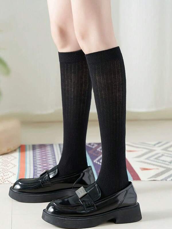 Calcetines largos hasta el tobillo de estilo académico de moda Harajuku de unicolor para mujeres en verano y otoño