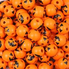 10pcs Multicolor Round Pumpkin, Bat, Skull, Ghost, Spider Web Shaped Wooden Beads, Halloween Themed Decorative Beads, Spacer Beads, For DIY Bracelets, Necklaces, Earrings, Anklets, Keychains, Backpack Chains, Christmas, Thanksgiving, Back To School, Birthday Gifts, Room Party Decor