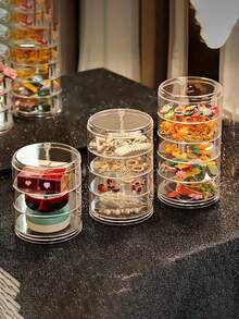 1pc 3/4/5 Tier 360° Rotating Acrylic Jewelry Box, Transparent Rotating Jewelry Organizer, Jewelry Stand, Large Capacity Makeup Storage Rack, Multi-Functional Storage Shelf, Women Transparent Storage Cabinet, Travel Essential Gift, Suitable For Hair Accessories, Earrings, Bracelets, Necklaces, Jewelry Box, Valentine's Day Gift, Halloween Gift, Back To School Gift, Back To School Essential - Clear - View 12