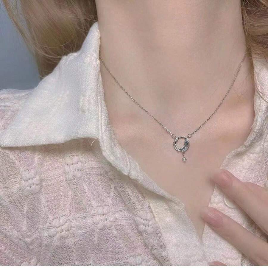 قلادة نجمة وقمر عتيقة أنيقة، مجوهرات عصرية مناسبة للعطلات والتجمعات والمواعيد والهدايا والارتداء اليومي، قمر هلالي، صناعة راقية، مناسبة للسفر والمواعيد والحفلات والمجوهرات الخريفية/الشتوية والمجوهرات الغربية والإكسسوارات والحفلات والشواطئ والصيف والمجوهرات والإكسسوارات