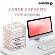 Organizador de computadora de 9 niveles con asas, organizador de malla para archivos, organizador de computadora para oficina, hogar, escuela, color rosa - Organizador de computadora rosa + 1 paquete - Ver 4