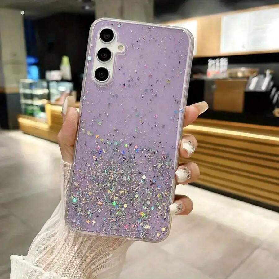Fashion Starry Sky Glitter Phone Case For 56 A36 A26 A16 A15 A35 A55 A54 A34 A14 5G Cover - 紫色 - 查看 1