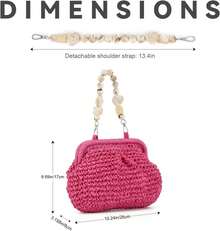 Straw Dumpling Clutch Bag - Woven Straw Tote Clutch Purse Women - Summer Beach Bag - Wicker Clutch - Màu be - Xem 11