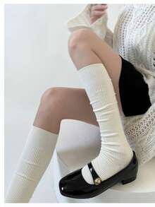 1/3 أزواج جوارب طويلة للركبة للنساء، للربيع/الخريف، جوارب للساق للسيدات، تنفس وعدم الانزلاق، مخسس، جوارب متوسطة الطول، أحادية اللون