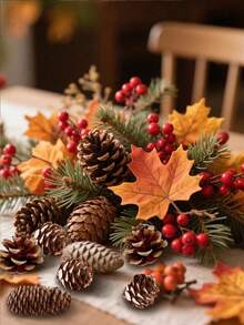 50 piezas/20 piezas/18 piezas Piñas de pino de Acción de Gracias, piñas de pino de cosecha de otoño, decoraciones de hojas de arce DIY, piñas de pino de cosecha, Navidad, adecuadas para fiestas festivas, Acción de Gracias, festival de cosecha, cosecha de otoño, cultivos de otoño, accesorios de decoración de Año Nuevo (estilo aleatorio) Viene con cuerda de cáñamo, regalo de piña mini DIY para cumpleaños, graduación, decoración colgante de árbol de Navidad de piña de Navidad, Navidad