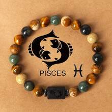 12 Zodiac Signs Natural Stone Beaded Tiger Eye & Picture Stone Bracelet - Bracelet - View 21