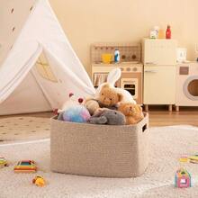 - Cesta de 75 litros, cesta de almacenamiento de manta tejida con asa, cesta de cuerda de algodn para organizar 55.88x 43.18x 30.48, cesta de manta para sala de estar, cesta de - amarillo + 18"x14"x12" - Ver 8