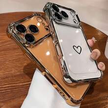 1 件奢华时尚防震心形相机镜头保护手机壳，适用于 Apple 6/7/8/X/XS/XR/11/12/13/14/15/16/16E/17/17PM、Galaxy S22/23/24/25/S24 FE/S25 EDGE、A04/05/06/A14/A15/A16/A24/A25/A34、Redmi Note 7/8/9/10/11/12/13、Redmi 9/10/12/13C