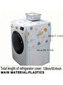 1pc INS Style Multifunctional Refrigerator Dust Cover With Pocket - 60x180cm/55x130cm, Suitable For Single/Double Door Refrigerator, Oil/Water Resistant PET Fabric, Kitchen/Home Decor Storage, Spring To Summer, Floral - Multicolor - View 8