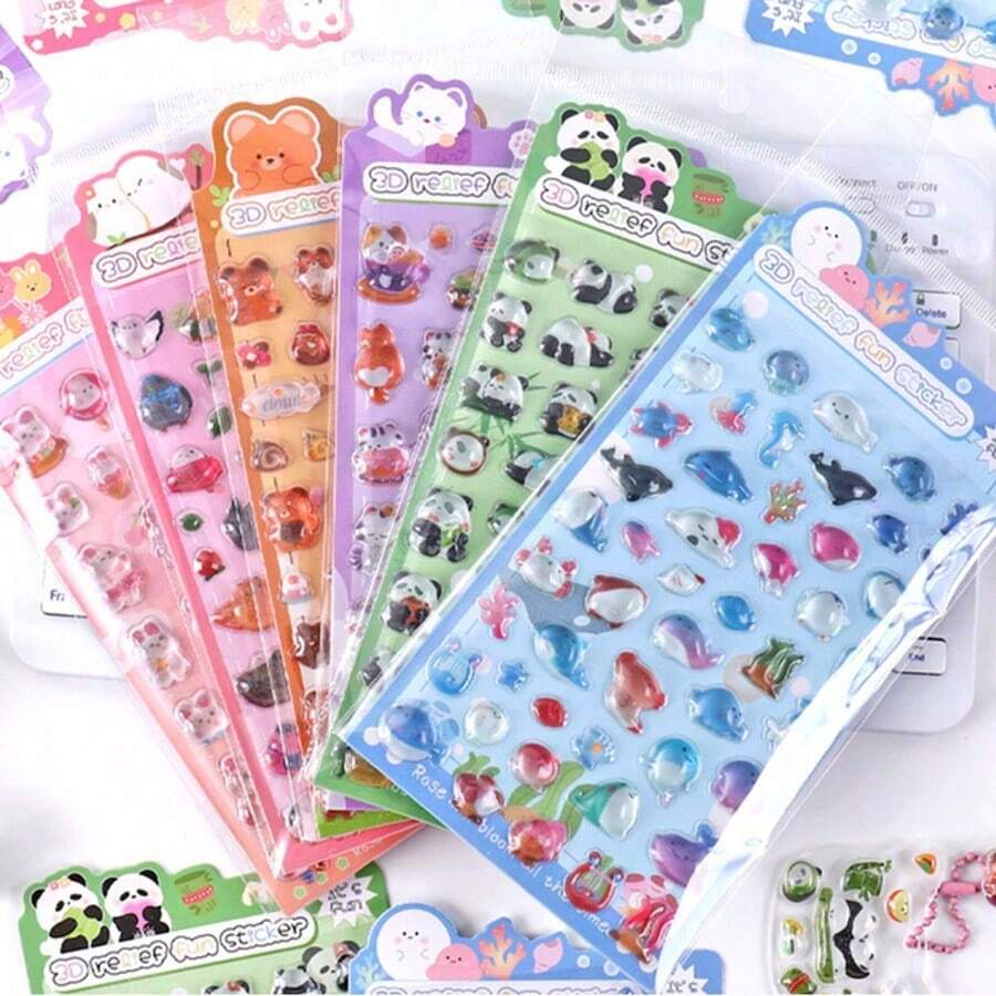 3D Embossed Gem Crystal Animal Stickers, Cute Decorative Stickers For Phone, Planner, DIY, Small Pattern Stickers