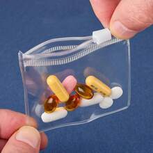 10pcs Reusable Japanese Medication Bags, Transparent Ziplock Plastic Pouches For Travel Medicine Storage, With Sliding Locks; Also Includes Japanese Jewelry Storage Roll - Reusable Zippered Jewelry Organizer Bag, Suitable For Daily And Travel Use - Clear - View 8