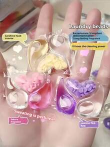 5-In-1 Laundry Detergent Capsules, Fragrance Beads, Fabric Softener, Concentrated Laundry Liquid, Laundry Pearls, Deep Cleaning Stain Removal Laundry Pearls, Long-Lasting Fragrance, Lint Removal, 50pcs 3-In-1 Cherry Blossom Laundry Detergent Capsules, Powerful Cleaning, Softening, Stain Removal Laundry Balls (Random Old/New Version)